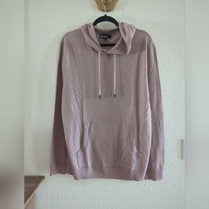 The Commons Sweater Mens Merino Wool Hoodie Knit Pullover Mauve Lightweight